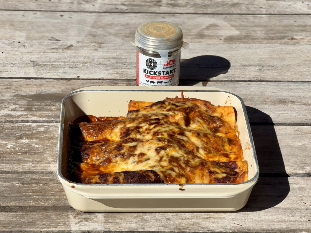 Smoked Chicken Enchiladas in Chile Colorado