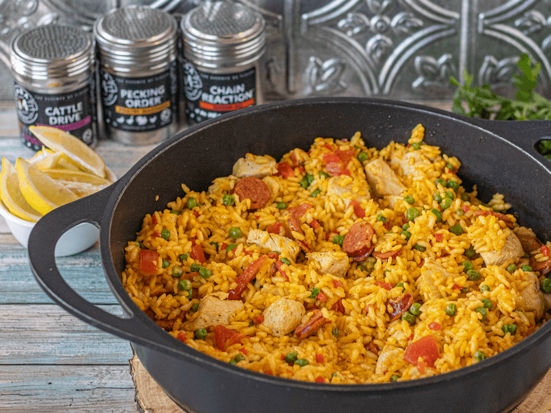 Chicken and Sausage Paella - Casa M Spice Co