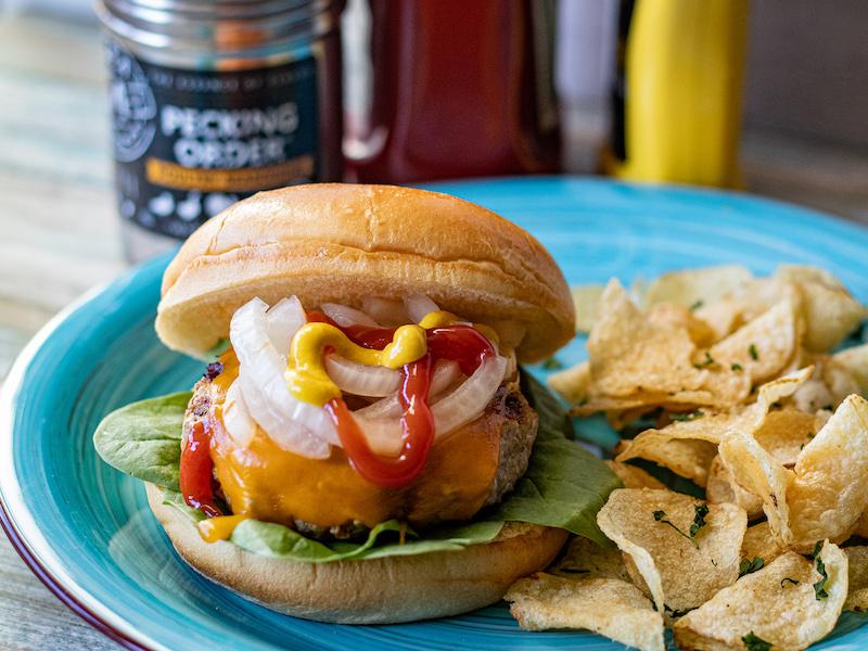 Turkey Burgers with Pickled Onions
