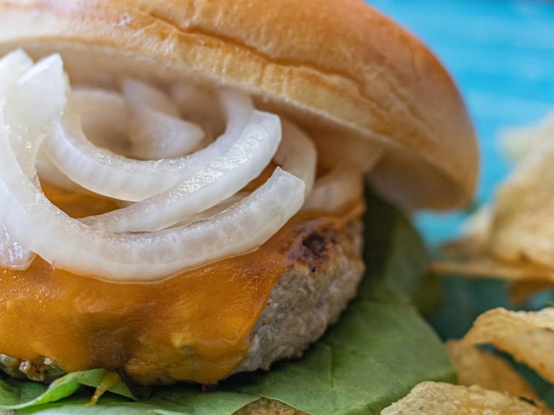 Turkey Burgers with Pickled Onions