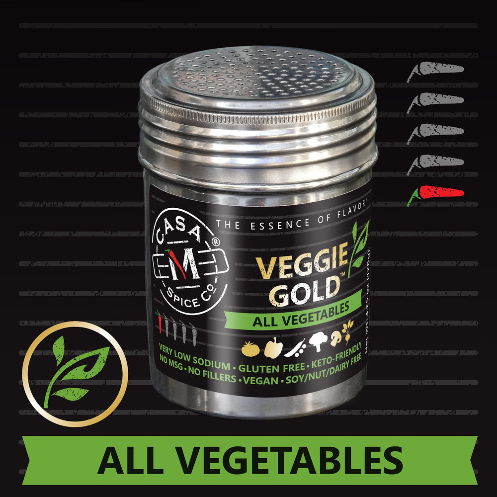 Casa M Spice Co® Veggie Gold® stainless shaker — included in the Healthy Flavor Pack