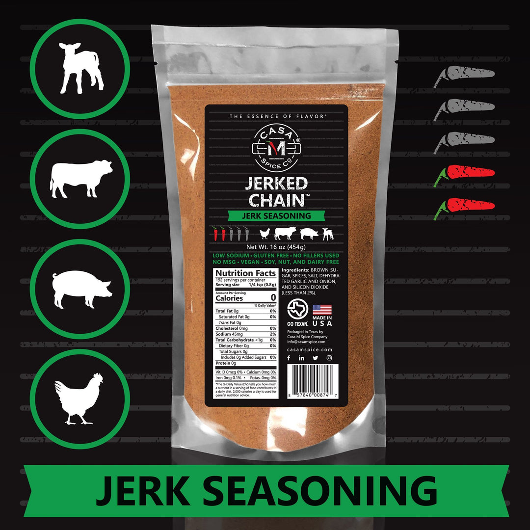casa m spice co uncontgrolled hooked fish seasoning Jerked Chain® Jamaican Jerk Seasoning Dry Rub – Casa M Spice Co