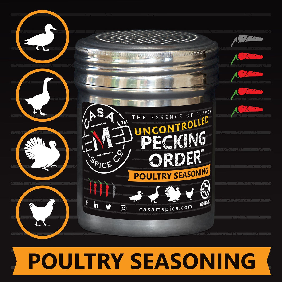 casa m spice co uncontgrolled hooked fish seasoning Co. black pepper Pecking Order Poultry Seasoning -