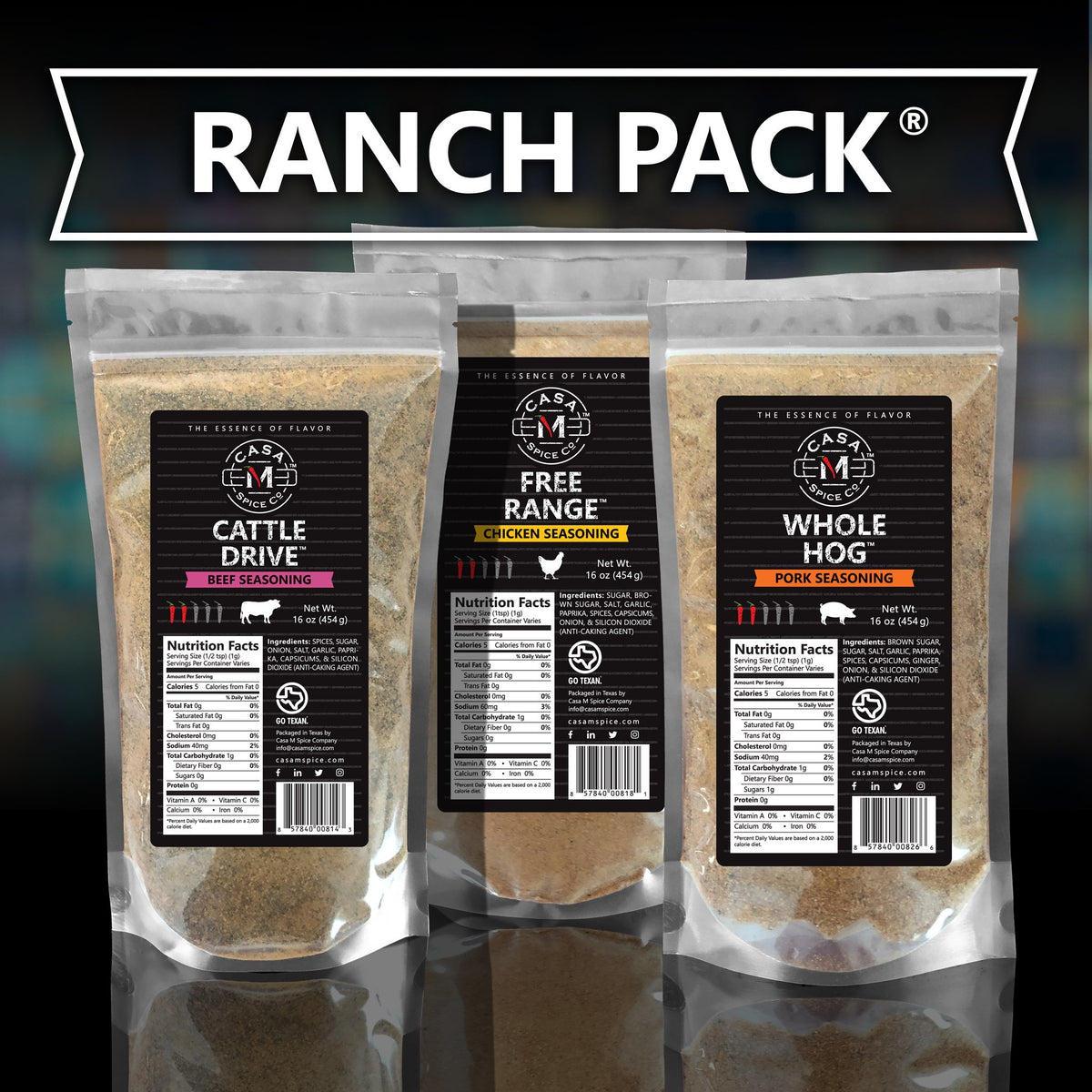 Ranch Pack® Bulk BBQ Rub Set — Beef, Chicken & Pork – Casa M Spice Co